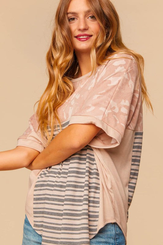 Pink Colorblock Stripe Top