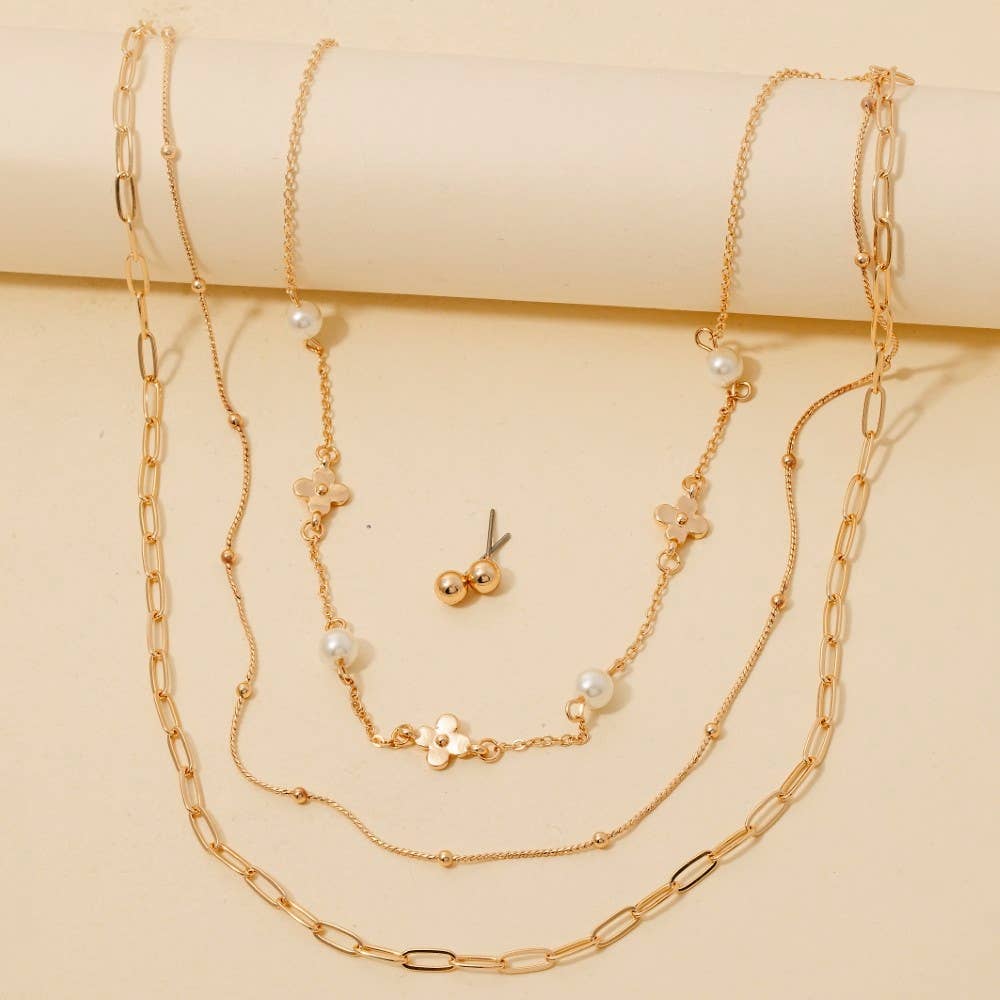 Clover And Pearl Layered Necklace