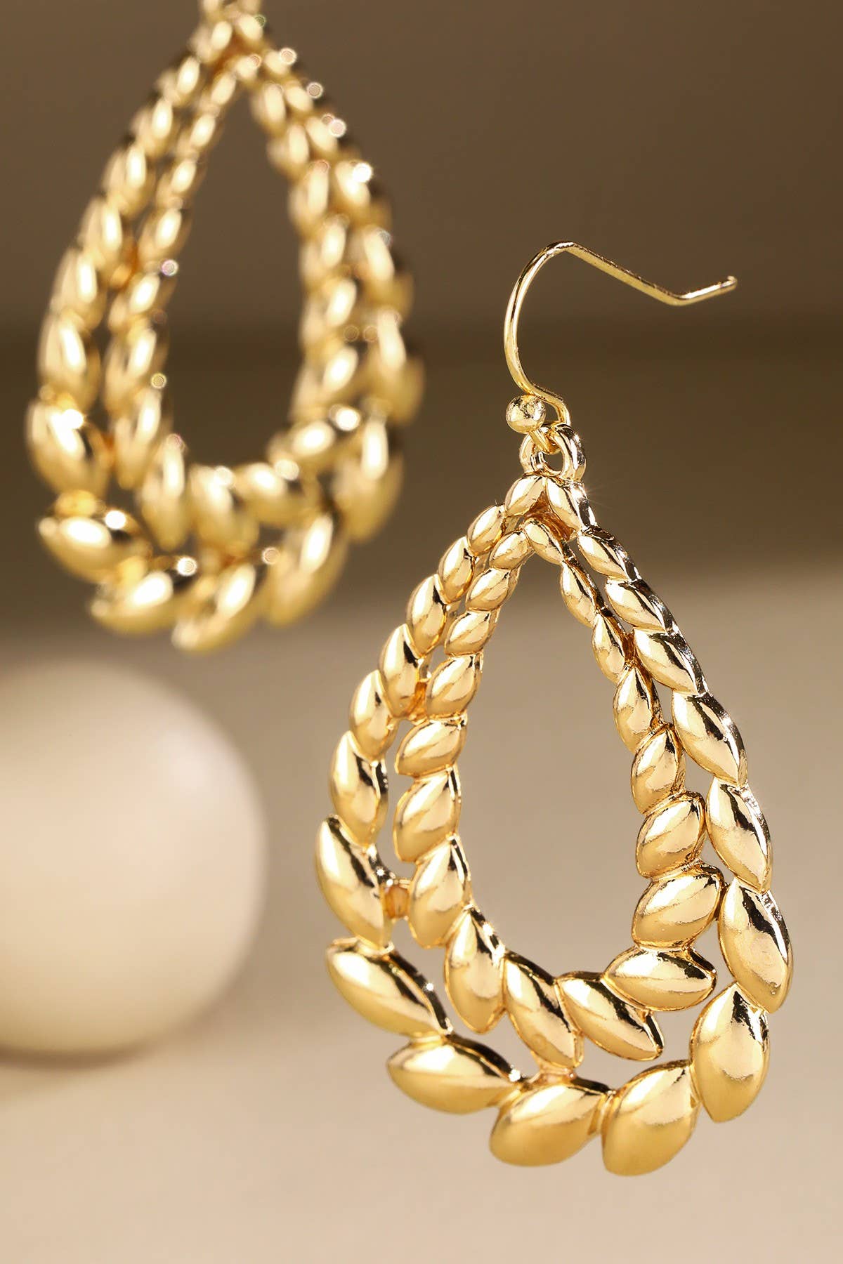 Double Layer Bay Leaf Earrings