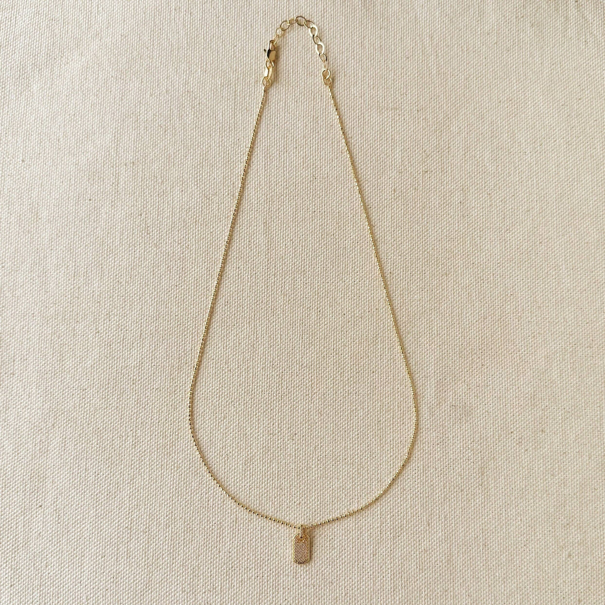 18k Gold Filled Mini Dog Tag Necklace