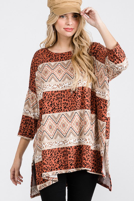 Tribal Print Oversized Top