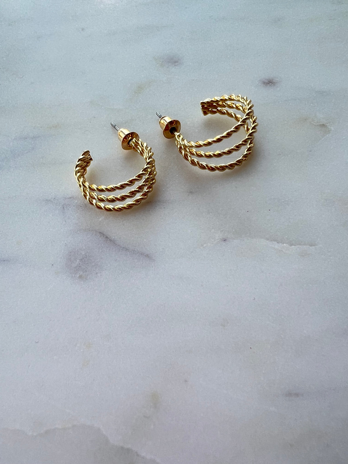 Triple Hoop Twist Earrings