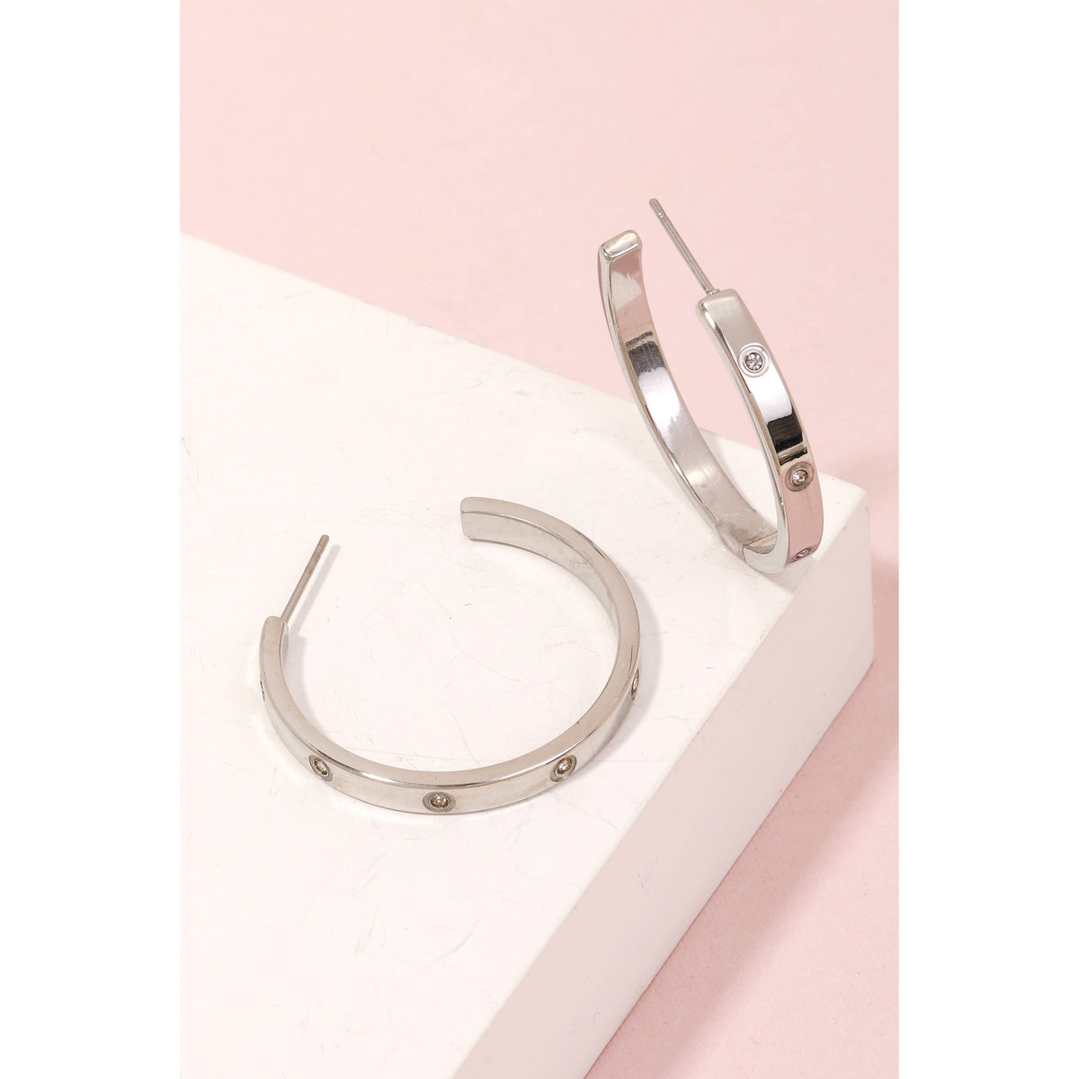 Circle Rhinestone Studded Hoop Earrings