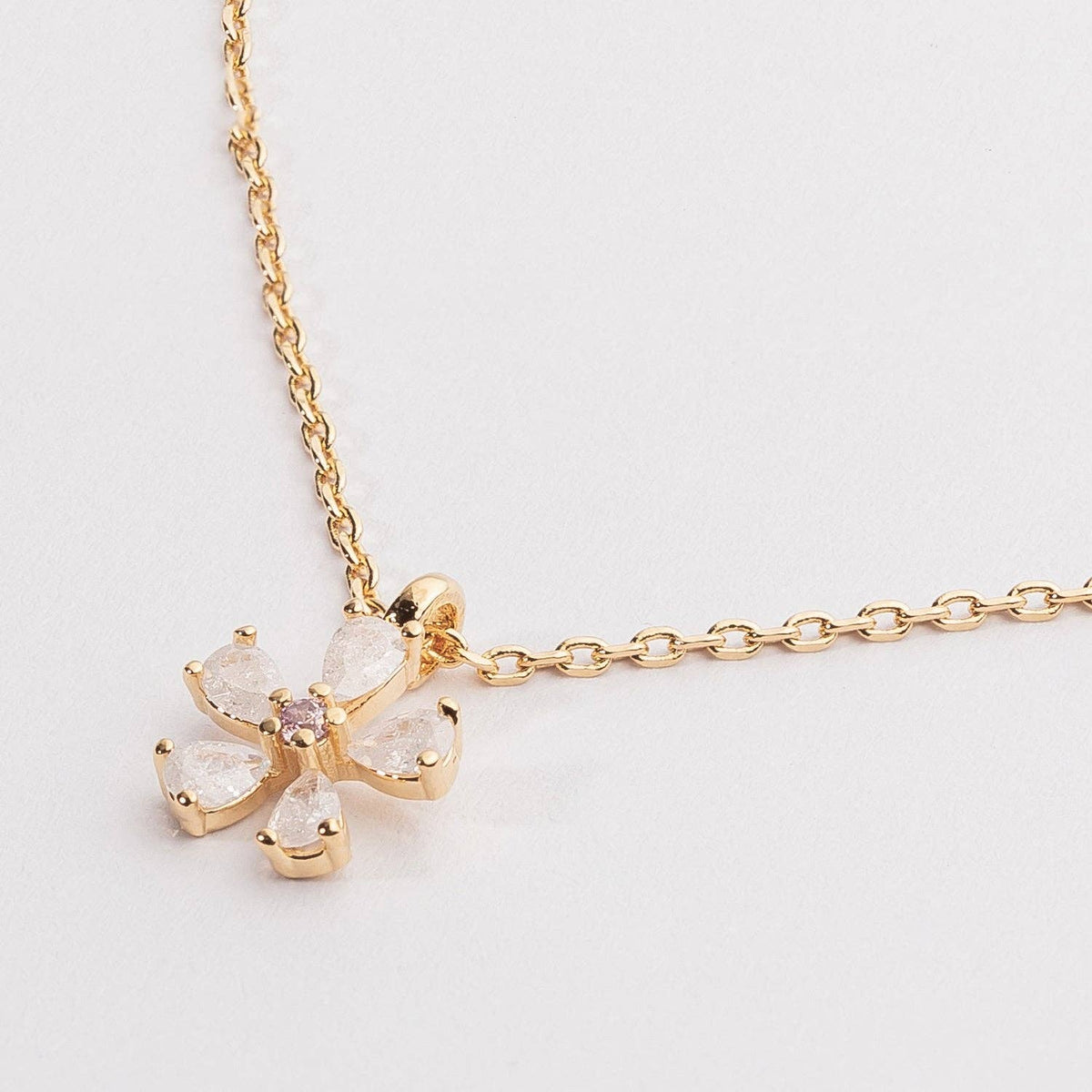 18K Gold Dipped Necklace with Flower Pendant