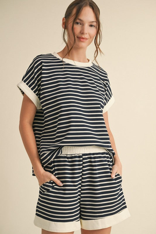 Navy Stripe Casual Set