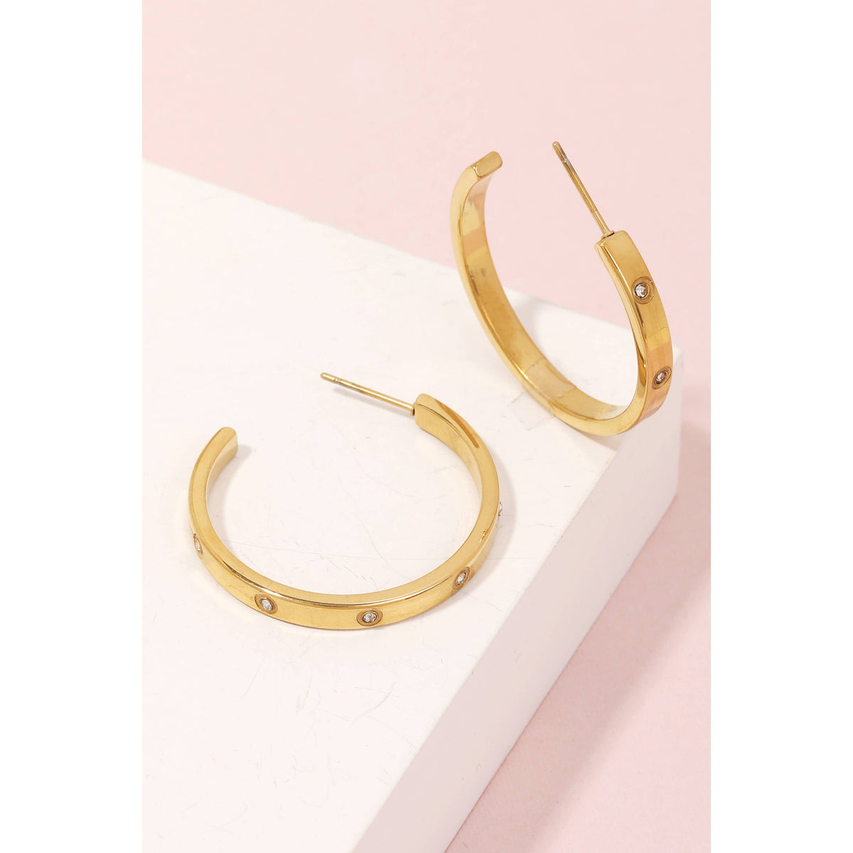Circle Rhinestone Studded Hoop Earrings