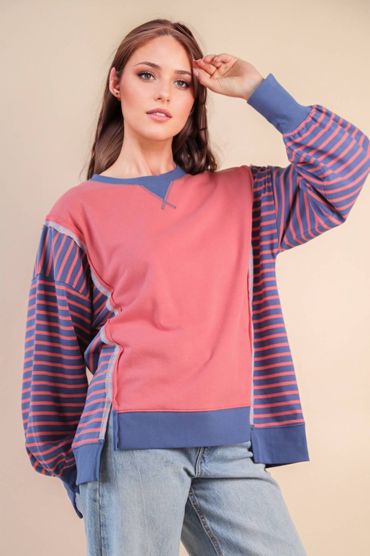 Oversized Striped Casual Knit Top