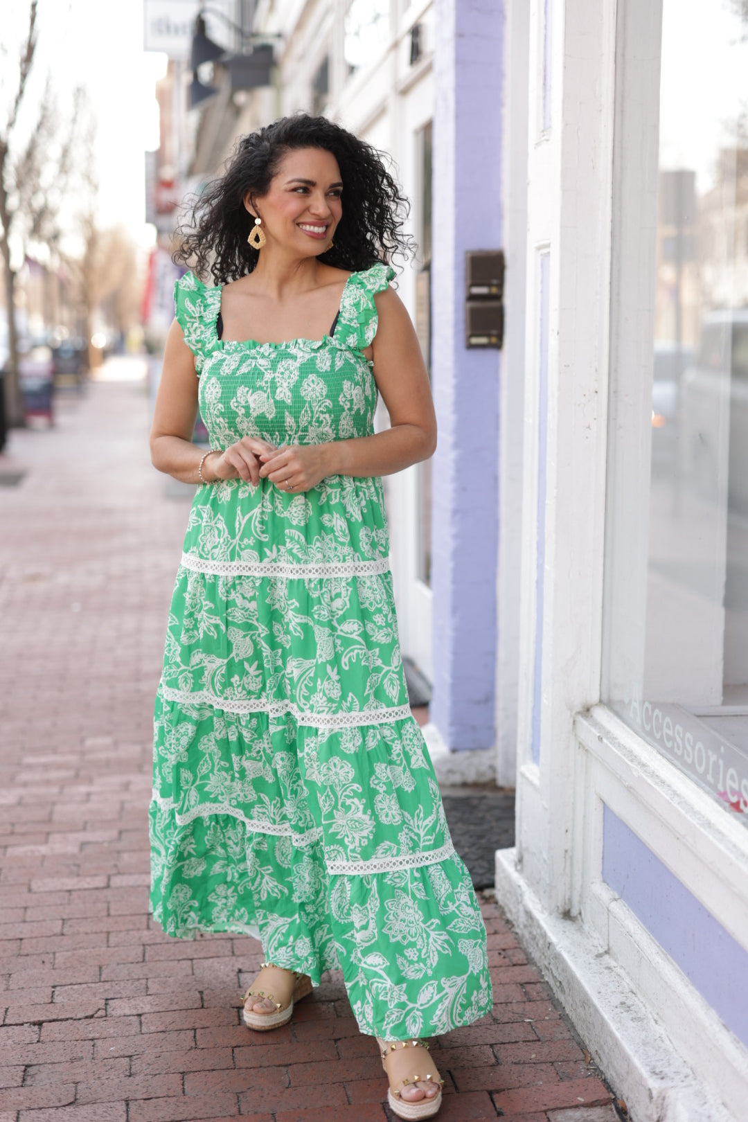 Green Floral Maxi Dress