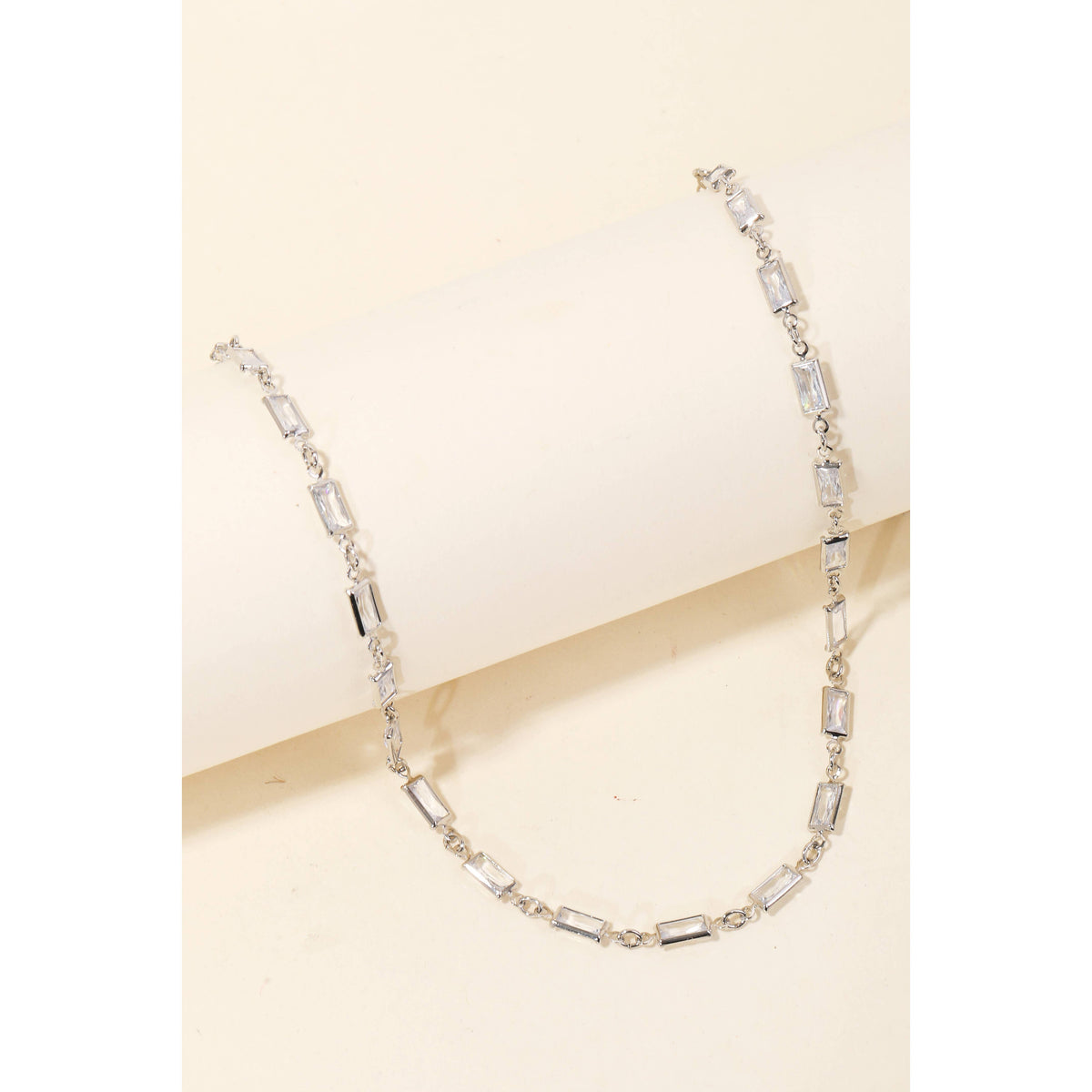 Rectangle Rhinestones Chain Necklace