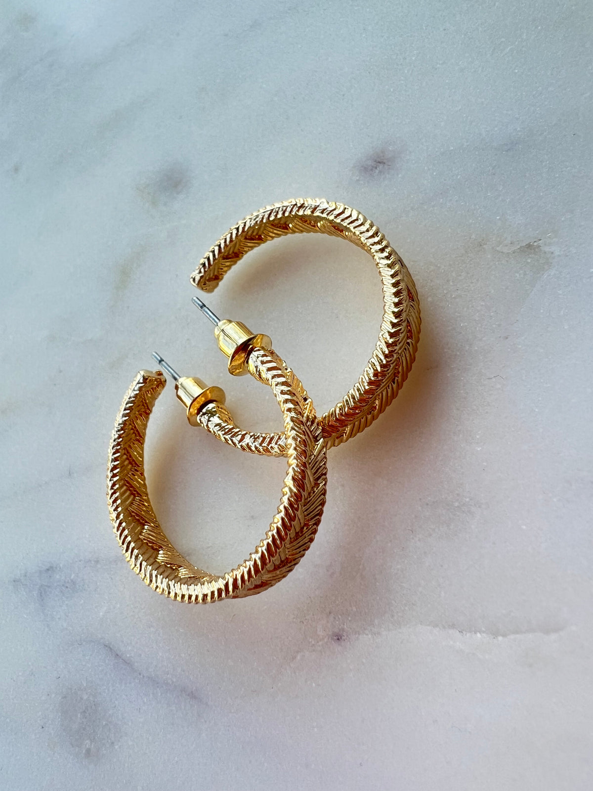 Textured Gold Hoop Earrings