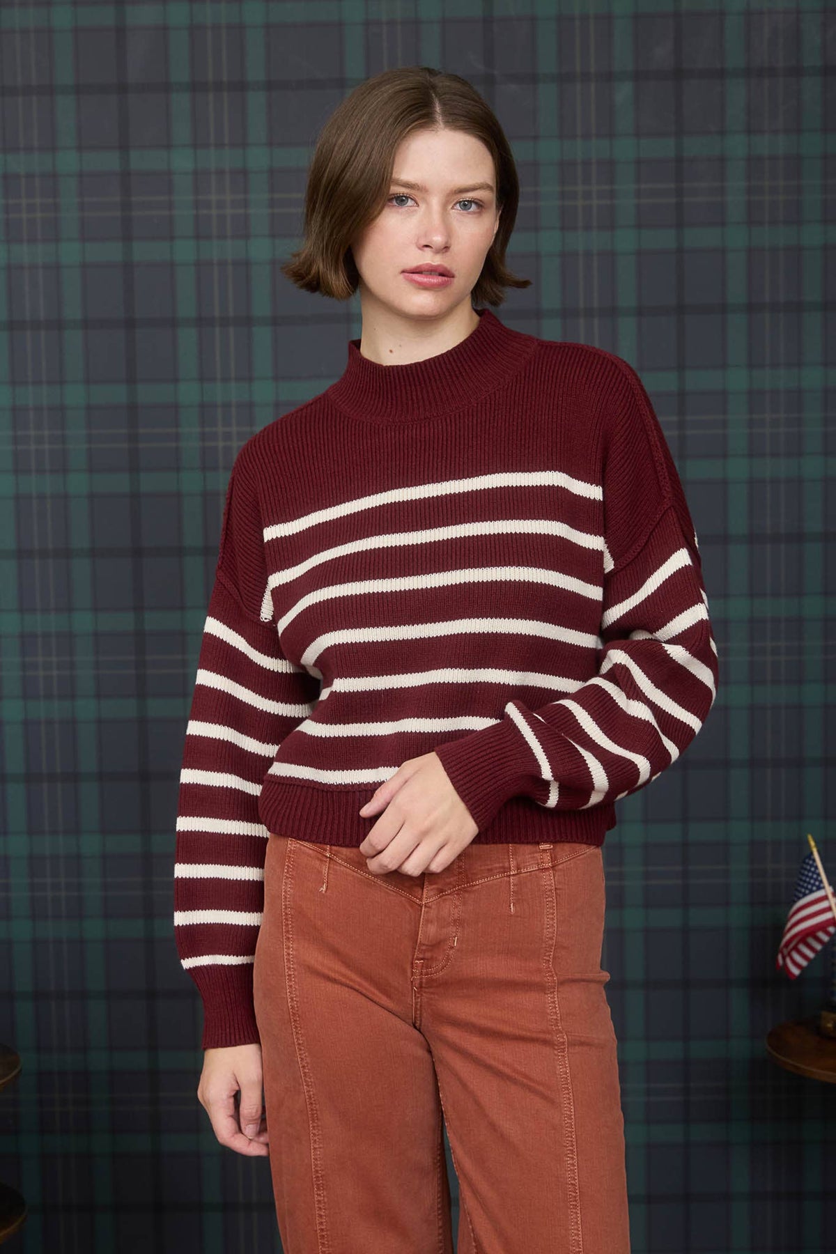 Burgundy Stripe Knit Sweater