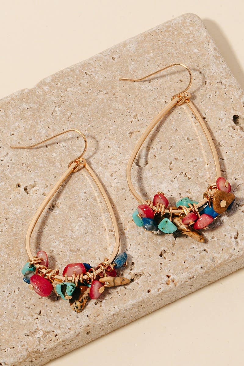 Stone Charms Dangle Earrings