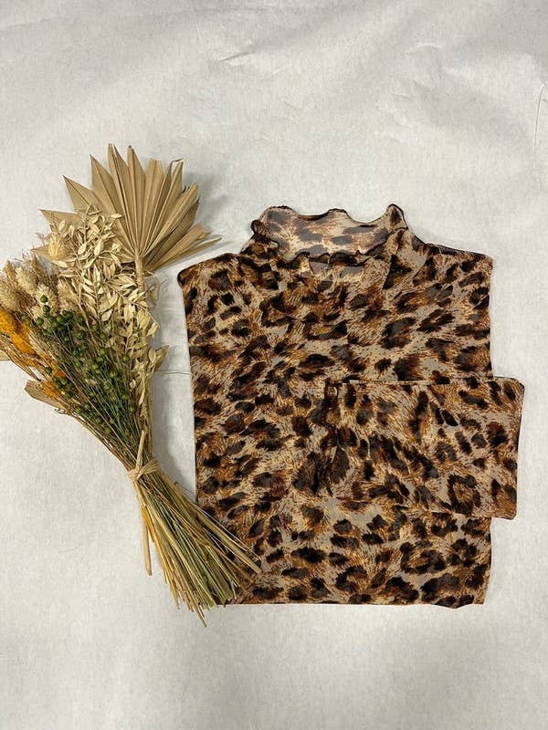 Leopard Print Mesh Top