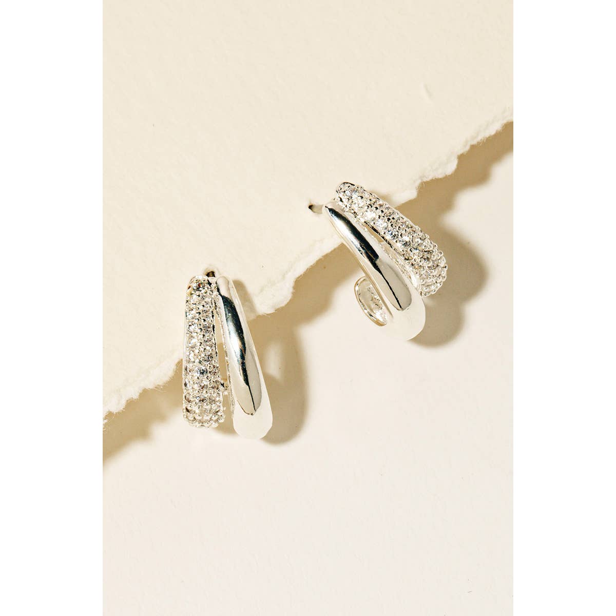 Pave J Hoop Earrings