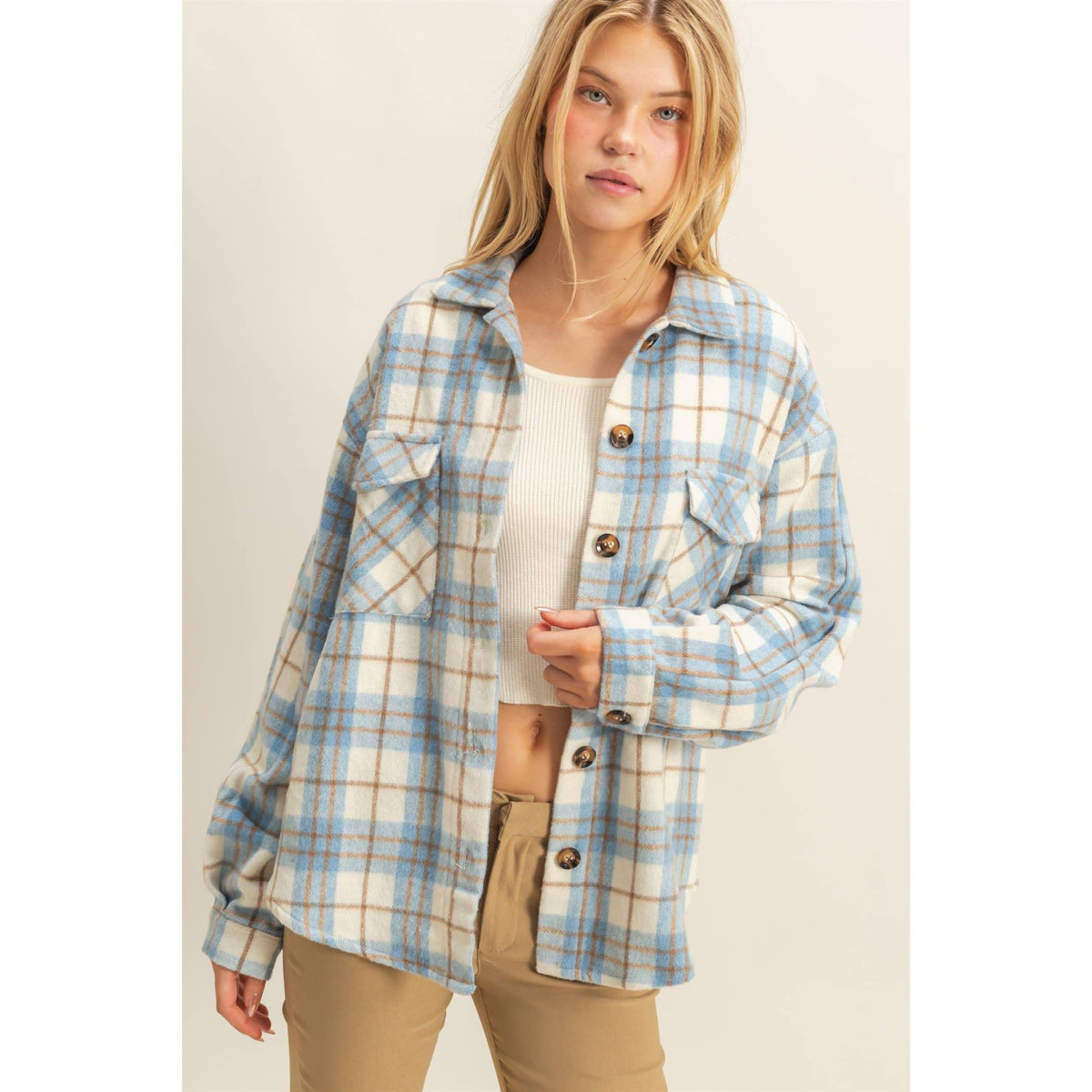 Blue Flannel Plaid Shacket