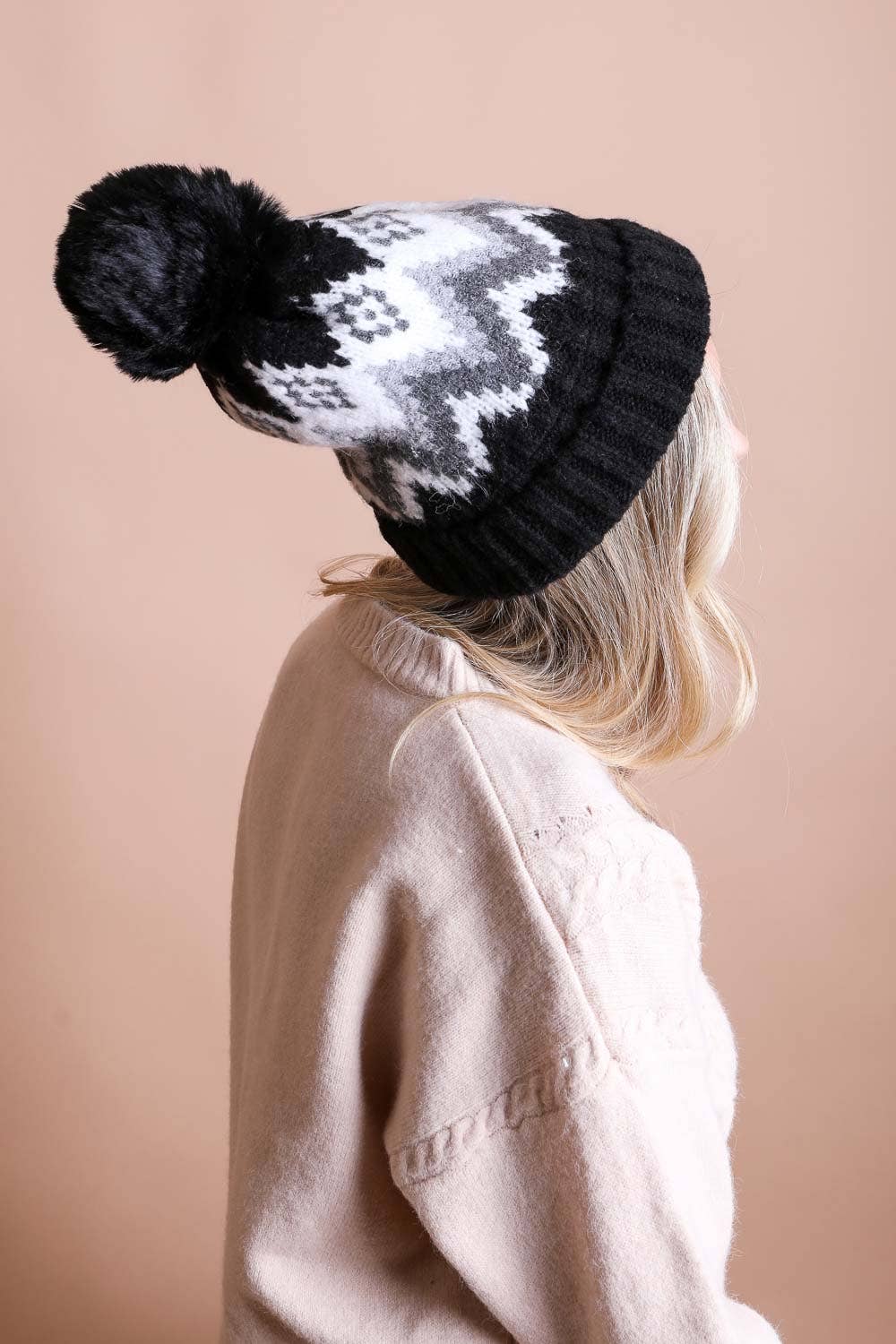 Classic Winter Pom Beanie w/ Sherpa Lining