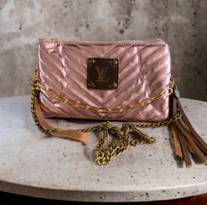 Metallic Rose Chevron Crossbody