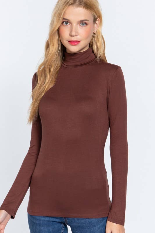 Long Sleeve Turtle Neck Jersey Knit Top