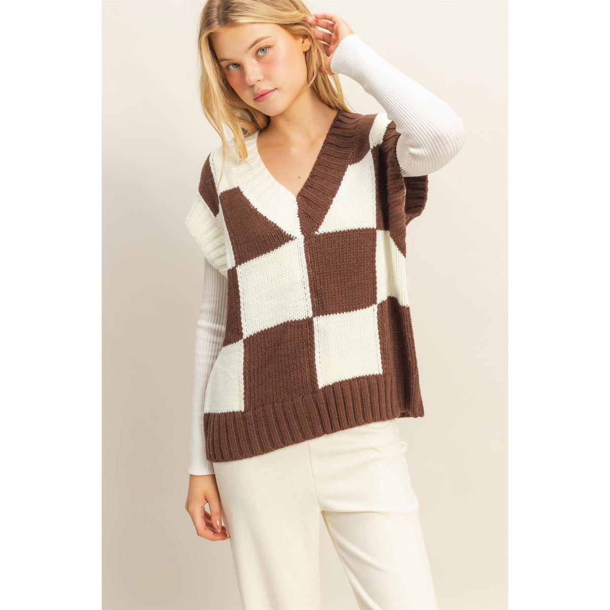 Checkered Sweater Vest