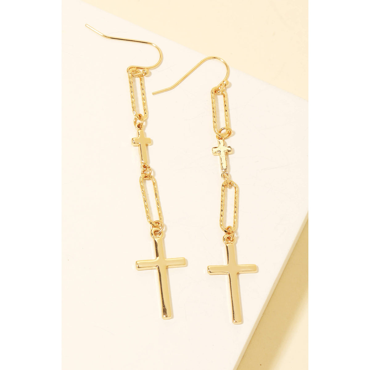 Cross Chain Dangle Earrings