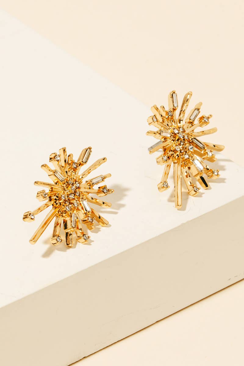 Pave Sunburst Stud Earrings