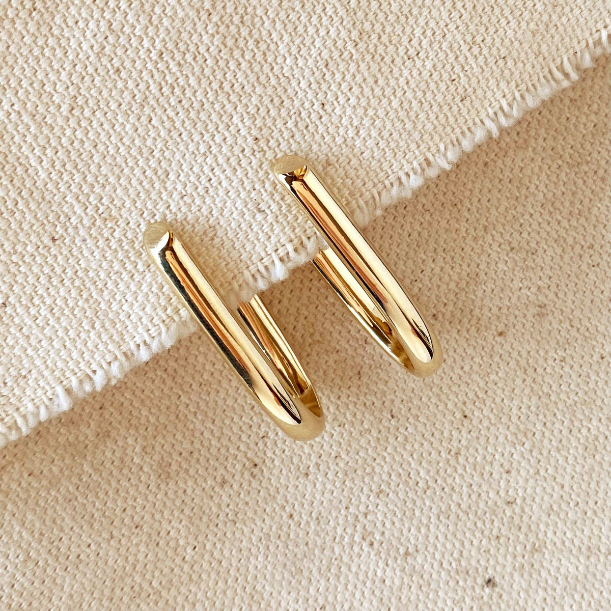 18k Gold Filled J Hoop Earrings