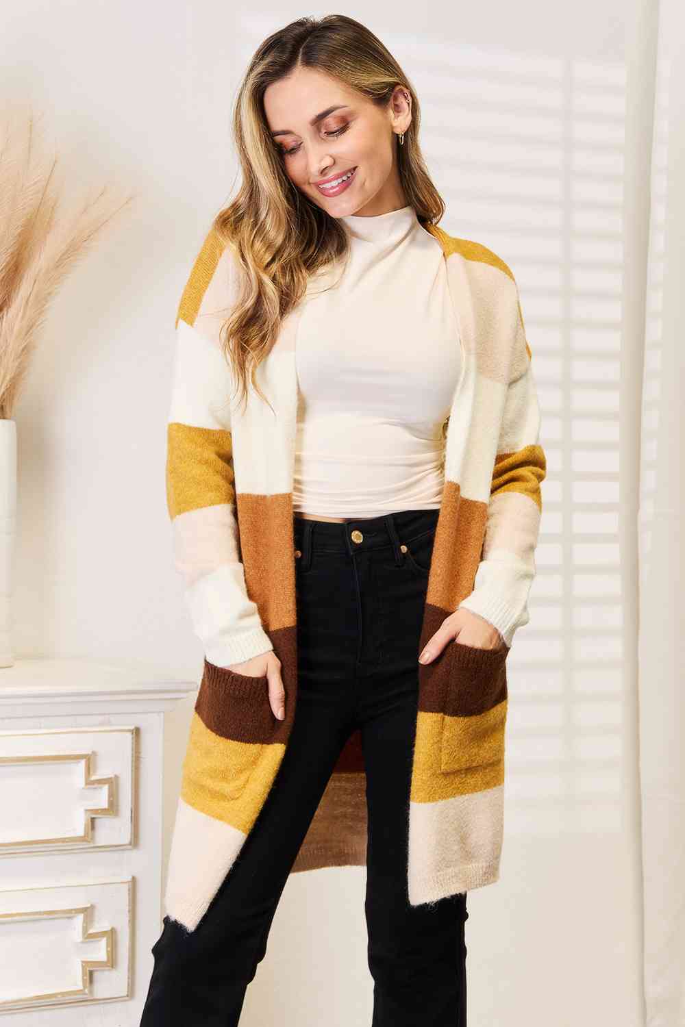 Woven Color Block Cardigan